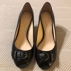 Coach Black Tatiana Burnished Leather Heels